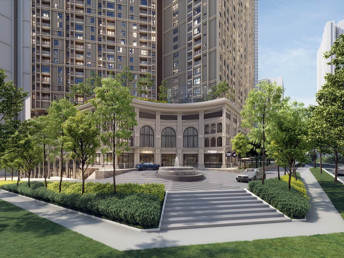 The Aldenz Damansara Perdana arrival court and colonial-style retail podium