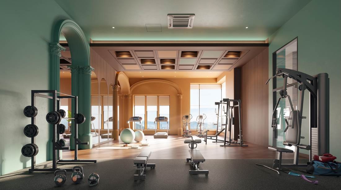 The Aldenz Damansara Perdana gymnasium with colonial-inspired interior