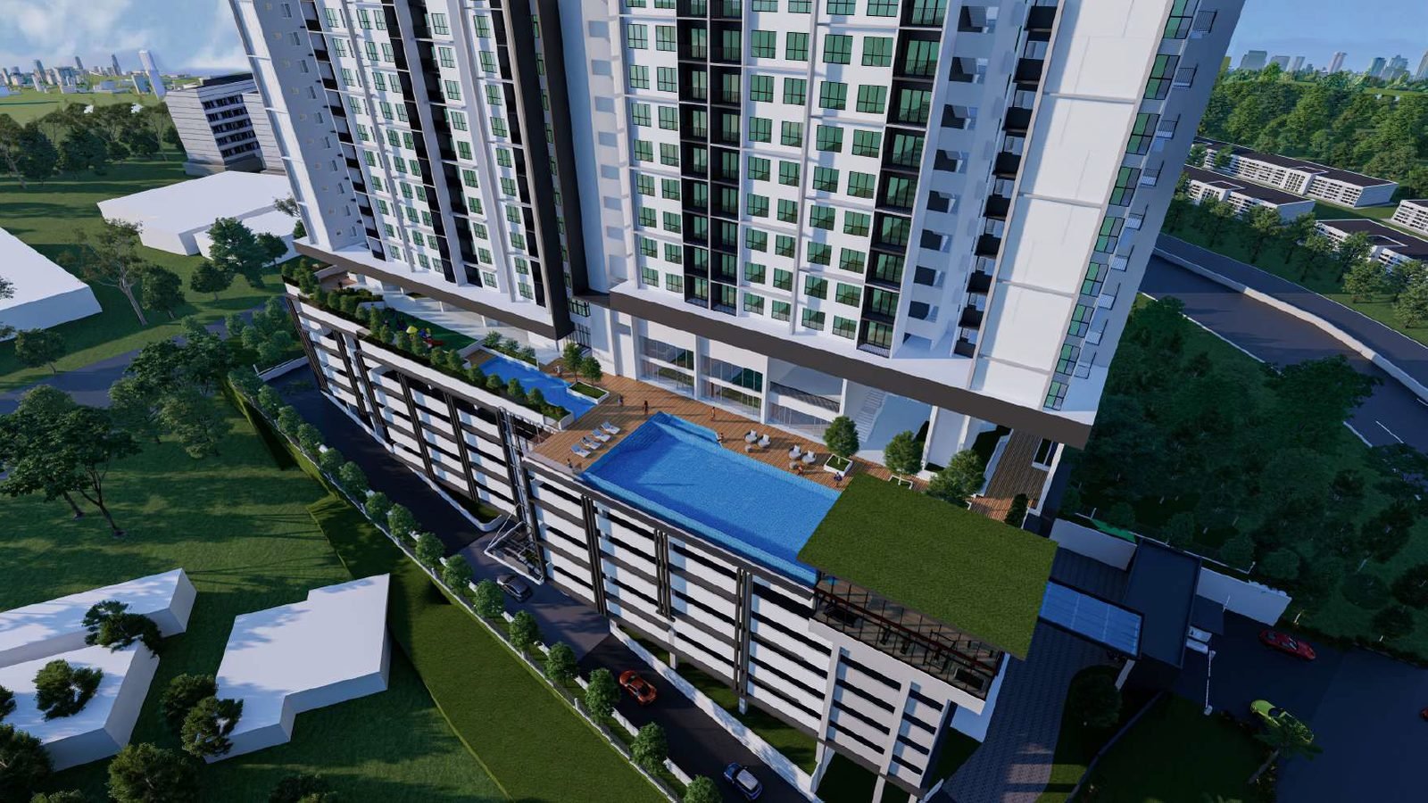 Ambience Residence Sungai Besi aerial view of the pool podium and tower