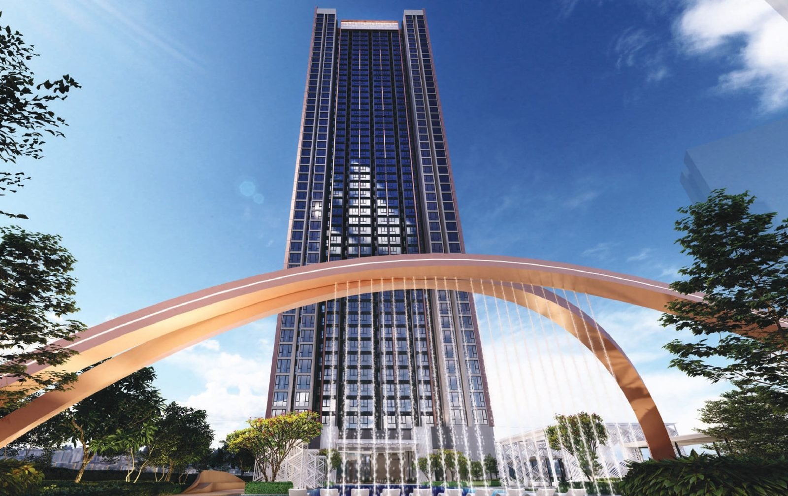 Aurum Suites Sri Petaling pool lounge with reflective pool