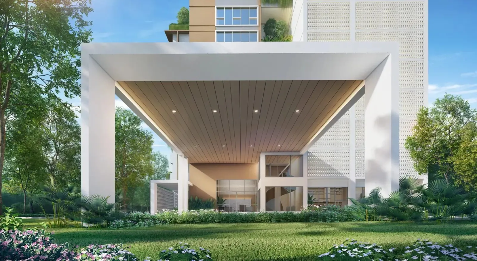 Danau Puchong iconic cantilevered pavilion set within landscaped gardens