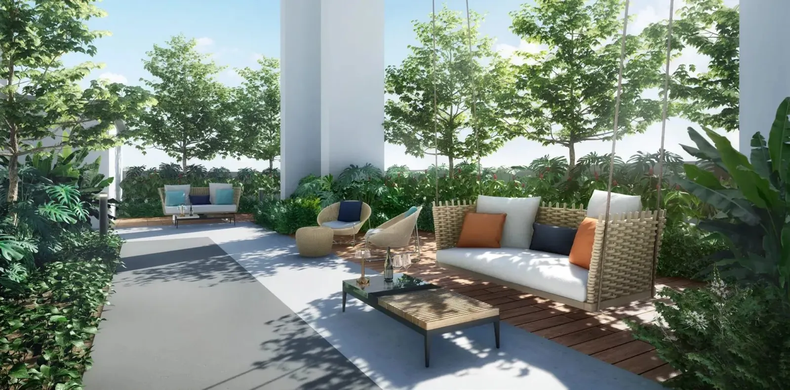 Danau Puchong sky garden terrace with swing seat and lush landscaping
