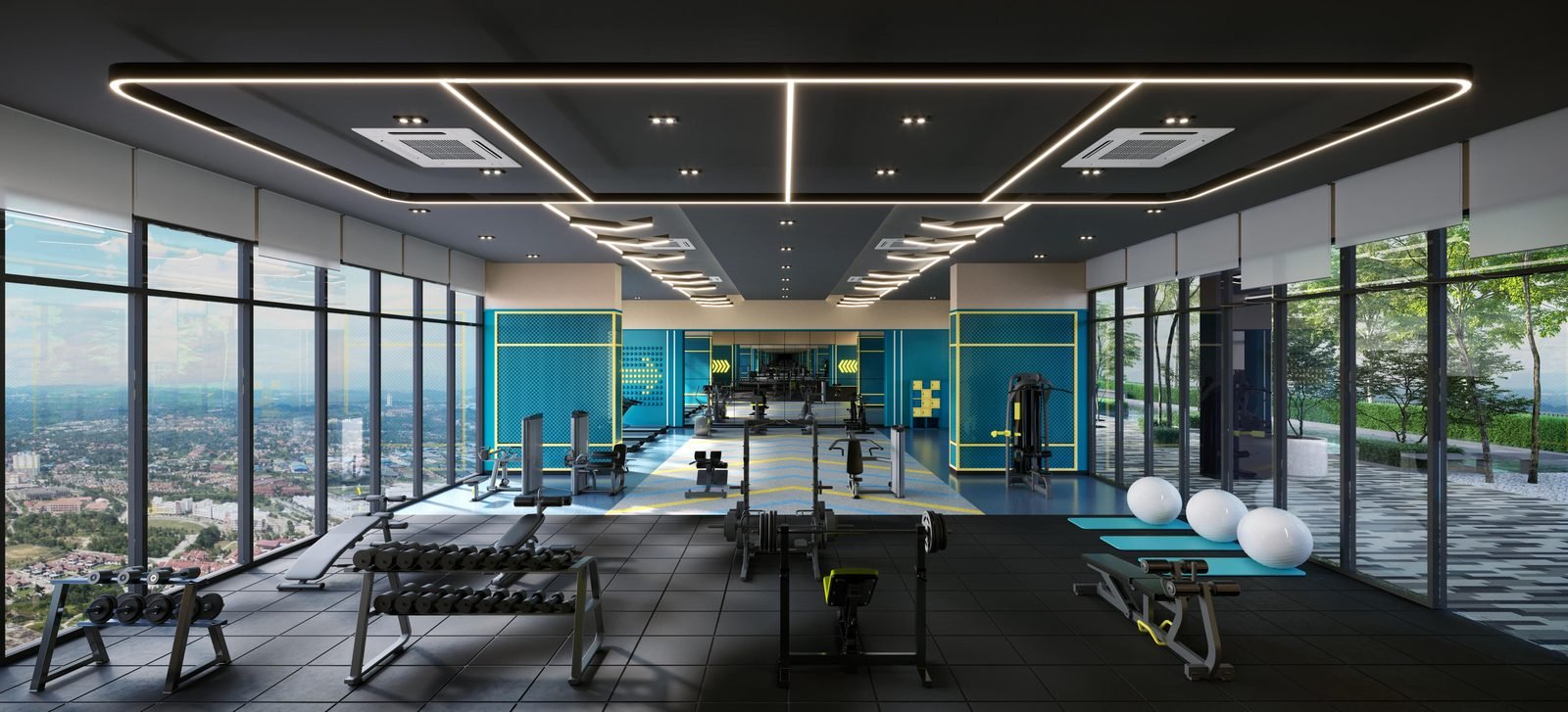 D'Evia Residences Kwasa Damansara fully-glazed gymnasium with skyline outlook