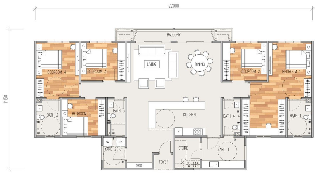 Erat Residence Alam Impian Type C penthouse floor plan — 5-bedroom, 2,206 sq ft