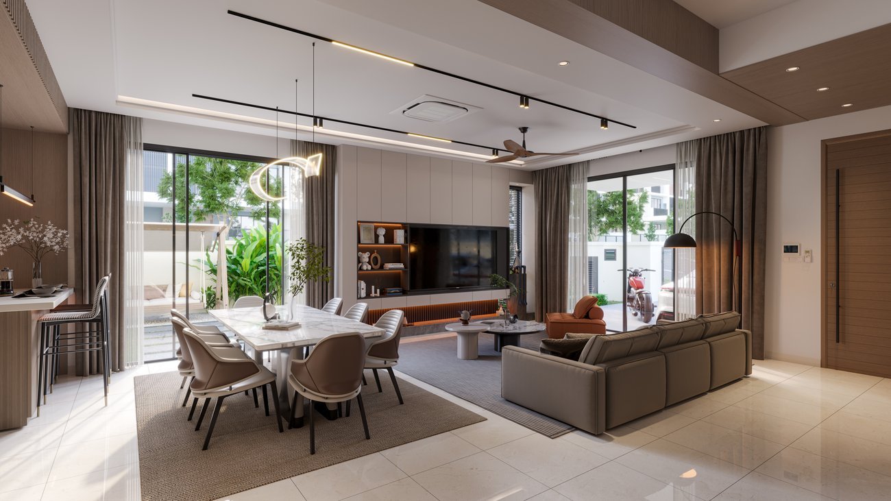 Erica Residence Bukit Puchong bright living and dining area