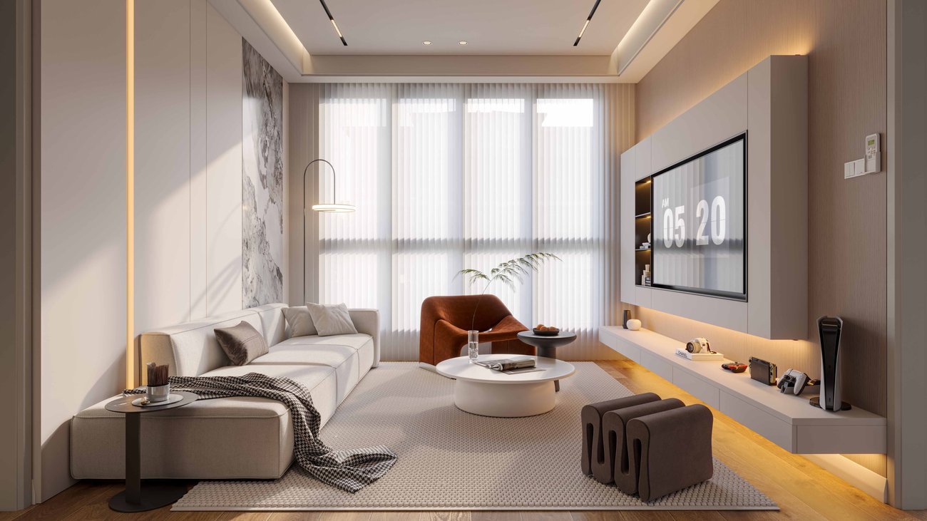 Erica Residence Bukit Puchong living room with feature wall