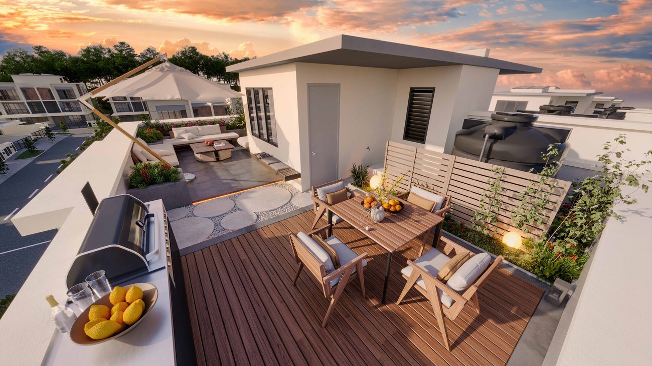 Erica Residence Bukit Puchong private rooftop sky deck at dusk