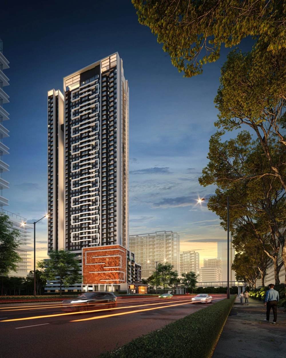 Gen Starz Old Klang Road tower facade at dusk