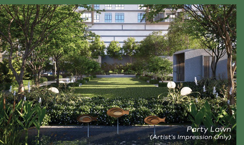 Khaya Residences Bangsar Party Lawn surrounded by greenery