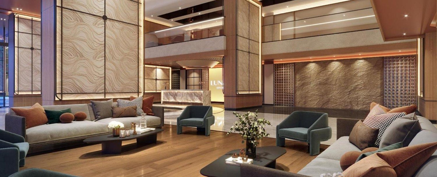 Lunar Seputeh grand double-volume residential lobby lounge