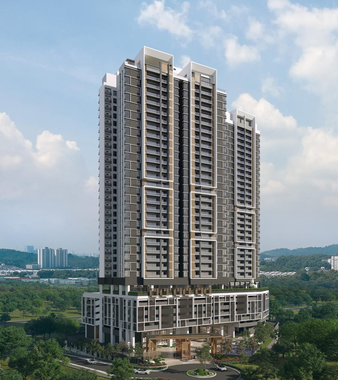OAKA Residences towers amid greenery