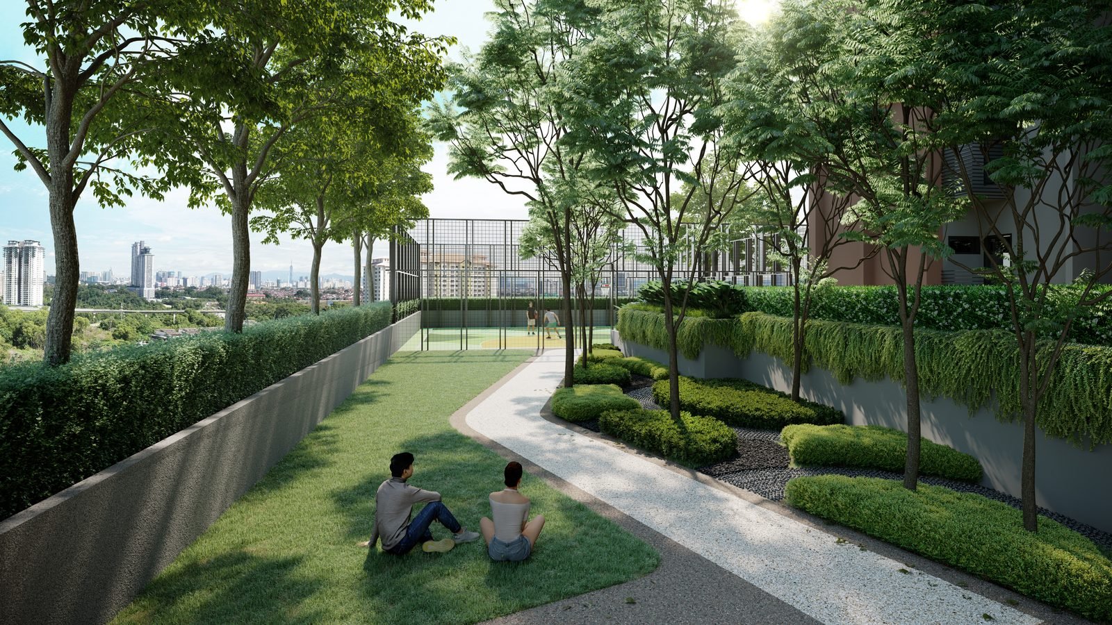 The Queenswoodz Bukit Jalil green terrace and garden lawn