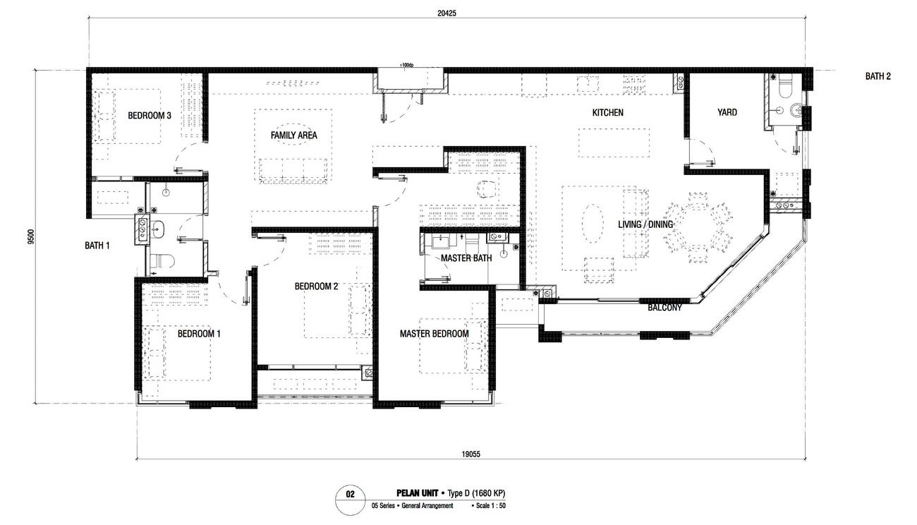 Ren Residence Type D floor plan 1680 sq ft