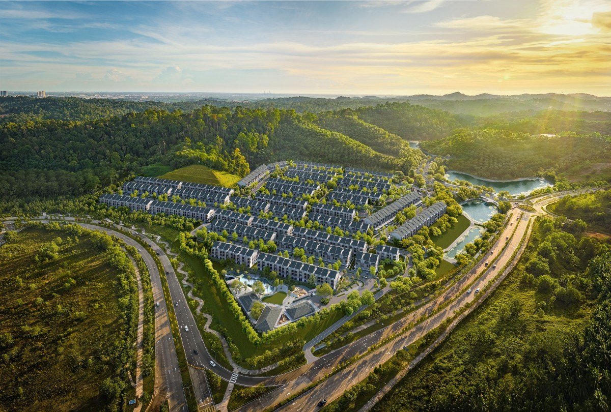 Seri Embun by E&O aerial view of the hillside enclave at sunset