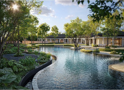 Seri Embun by E&O clubhouse swimming pool with sunrise view