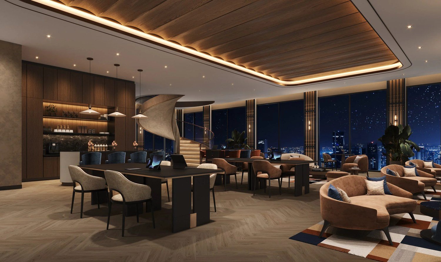 Sutera Suites KL City Gateway sky business lounge with night city views