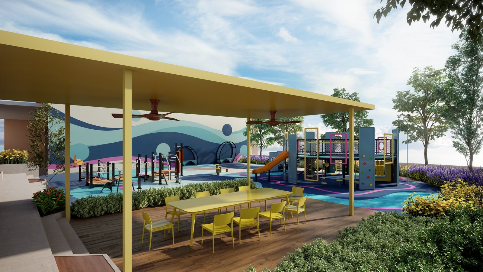 The Vividz Bukit Jalil children's playground and shaded pavilion